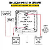 Vevor 310081 подвійне реле відсікання акумулятора 12 В комплект для роздільного заряду 140 А реле, чутливе до напруги комплект, фото 4