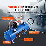 Vevor 310086 Повітряний компресор 12 В з баком 6 л, комплект повітряного компресора для буксирувальних клаксонів, робочий тиск, фото 5