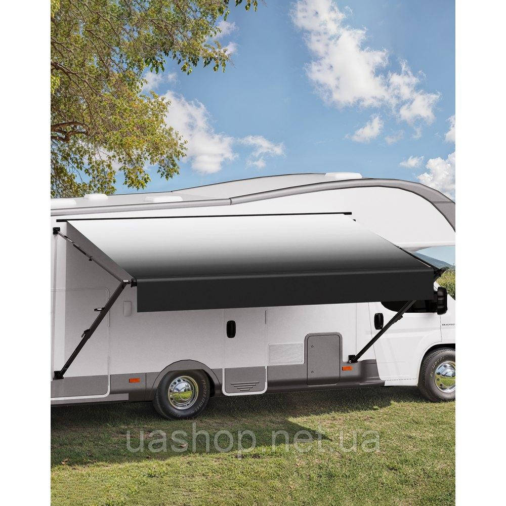 Vevor 310357 Тент для каравану 610 см, ручний сонцезахисний вітрило, чорний, тканинний екран для конфіденційності, фото 1