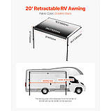 Vevor 310357 Тент для каравану 610 см, ручний сонцезахисний вітрило, чорний, тканинний екран для конфіденційності, фото 7