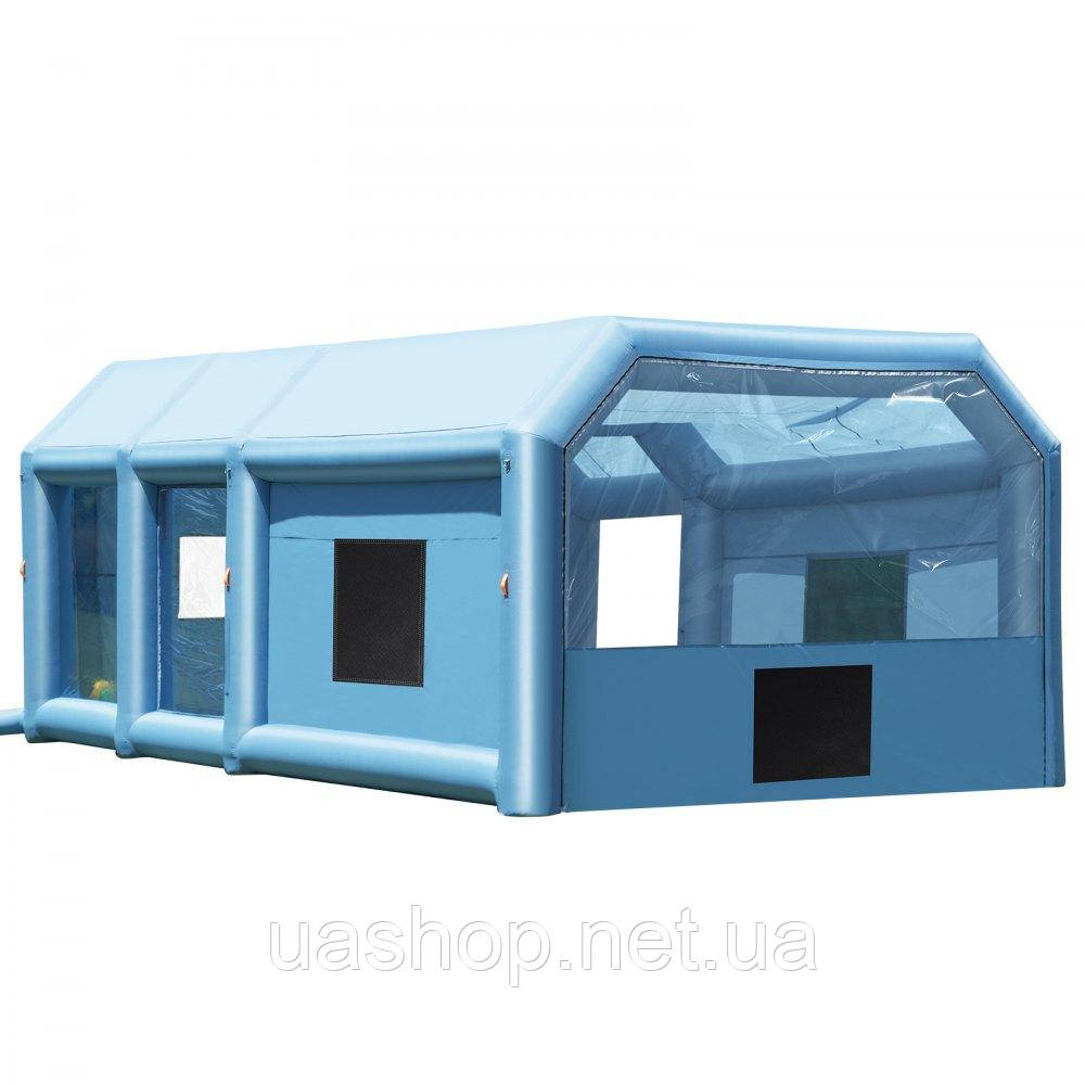 Vevor 310427 Надувна фарбувальна кабіна, 10 х 6,4 х 4,5 м, надувна фарбувальна камера з потужними повітродувками 1100 Вт + 750 Вт., фото 1