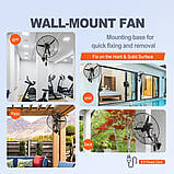 VEVOR 3761034 Mist Fan 29.5" Waterproof Industrial Fan 3 Speed 9500 CFM Комерційний або житловий вентилятор, фото 7