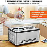 VEVOR Електрична машина для виготовлення морозива 2 л Морозиво Заморожений йогурт Сорбет Нержавіюча сталь, фото 3