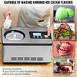 VEVOR Електрична машина для виготовлення морозива 2 л Морозиво Заморожений йогурт Сорбет Нержавіюча сталь, фото 5