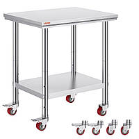 Стільниця VEVOR 76 x 60 x 85 см, робоча поверхня з нержавіючої сталі для кейтерингу, стіл для приготування їжі