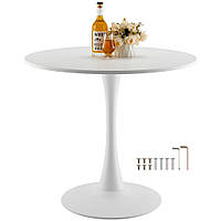 VEVOR Круглий обідній стіл Кухонний стіл Дерев'яний (лише стіл) Обідній стіл 80 см Білий 303806