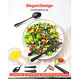 Набір столових приборів VEVOR 30 предметів, набір столових приборів, ніж, виделка, ложка, чорний 300237, фото 4