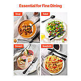 Набір столових приборів VEVOR 30 предметів, набір столових приборів, ніж, виделка, ложка, чорний 300237, фото 6