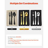 Набір столових приборів VEVOR 30 предметів, набір столових приборів, ніж, виделка, ложка, чорний 300237, фото 7