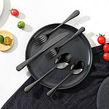 Набір столових приборів VEVOR 30 предметів, набір столових приборів, ніж, виделка, ложка, чорний 300237, фото 8