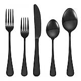 Набір столових приборів VEVOR 30 предметів, набір столових приборів, ніж, виделка, ложка, чорний 300237, фото 10
