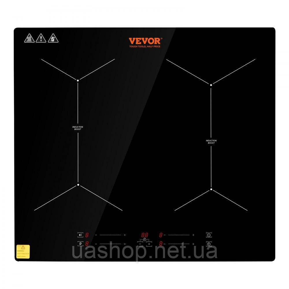 Індукційна варильна поверхня VEVOR Індукційна варильна поверхня 6800 Вт, 4 конфорки, сенсорний екран 9 рівнів, фото 1
