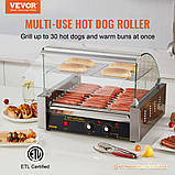 Прилад для приготування хот-догів VEVOR Hot Dog Grill Hot Dog Rolls Grill Нержавіюча сталь 11 рулетів 2,2 кВт, фото 2
