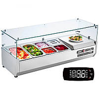 Vevor 312472 Охолоджена настільна станція для приготування спецій з 2 каструлями 1/3 та каструлею 6 каструль x 1/6, корпус із