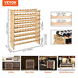 Стелаж для вина VEVOR Стелаж для вина на 72 пляшки, бамбуковий стелаж для пляшок з 8 відділеннями, металевий, фото 7