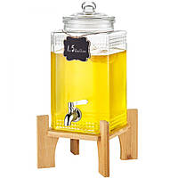 Диспенсер для напоїв VEVOR, диспенсер для вечірніх напоїв 5,5 л, скляний диспенсер для соку з підставкою, кран