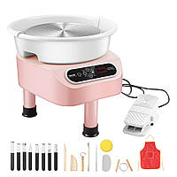 Гончарний круг VEVOR Керамічний круг, педаль машини, 350 Вт, 25 см, рожевий, 3 опорні ніжки 304597
