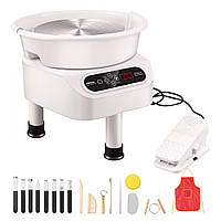 Гончарний круг VEVOR, керамічний круг, педаль, 350 Вт, 25 см, білий, 3 опорні ніжки 304588