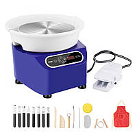 Гончарний круг VEVOR, керамічний круг, педальний сенсорний екран, 350 Вт, 28 см, синій 304593