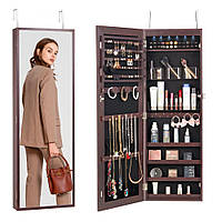 Шафа для ювелірних виробів VEVOR дзеркальна шафа для зберігання ювелірних виробів 108 см настінний коричневий