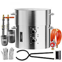VEVOR Набір пропанової плавильної печі, 16 кг, подвійний пальник, тигельні щипці, металева плавильна піч