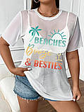 Пляжна подовжена футболка з сітки з принтом, фото 2