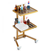 Vevor 313363 2-ярусний лабораторний візок Сервірувальний візок з нержавіючої сталі, 2 підноси, що згортаються, золотого кольору