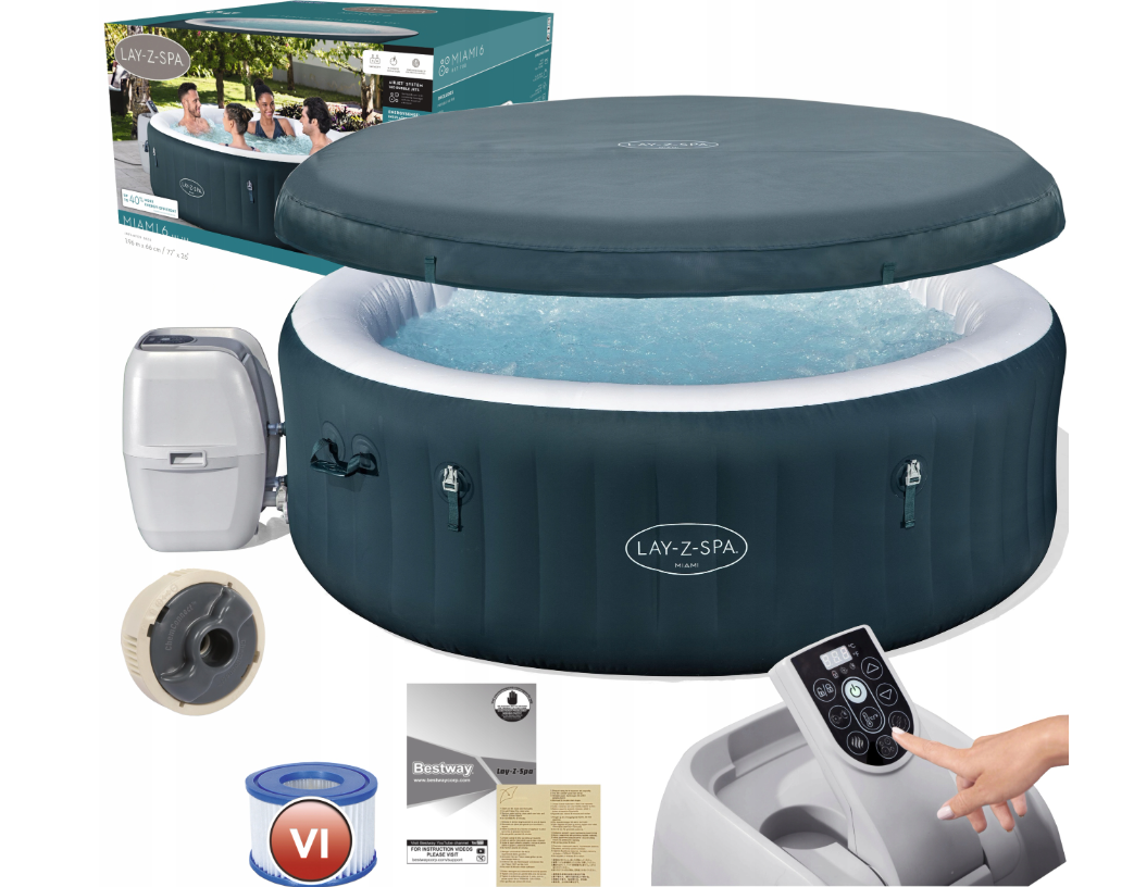 Надувний джакузі СПА Bestway 6001D Lay-Z-Spa Miami196 х 66 см, 6 місць, 1325 л/г, Air, фото 1