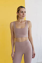Спортивний костюм лосини топ жіночий комплект для тренувань Eva бежевий