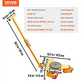 Візок VEVOR 3T з ручкою 425x335x116мм з вуглецевої сталі транспортні ролики промисловий візок з 3х 360° PU, фото 7