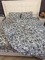 Евро Комплект постельного белья Бязь Gold - Lux размер 200х220 см Доллары Деньги