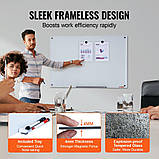 VEVOR Магнітно-скляна дошка, дошка для сухого стирання 90 x 60 см, настінна біла скляна дошка без рамки, з, фото 4