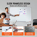 VEVOR Магнітно-скляна дошка, дошка для сухого стирання 120 x 80 см, настінна біла скляна дошка без рамки, з, фото 3