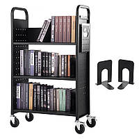 Візок для бібліотеки VEVOR 790 x 385 x 1250 мм Кліренс візка 3 полиці Візок для книг Вуглецева сталь +