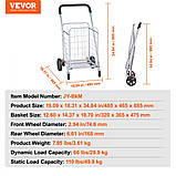Візок для покупок VEVOR складаний 50 кг на колесах Візок для покупок на колесах Візок для покупок 322535, фото 7
