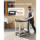 VEVOR Багатоцільовий візок 136 кг 2-ярусний сервісний візок візок для інструментів 800x410x945 мм 322538, фото 5