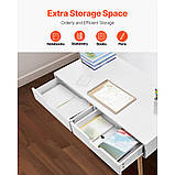 VEVOR Невеликий письмовий стіл з шухлядою Робочий стіл Дерево Білий + Дерево 311808, фото 4