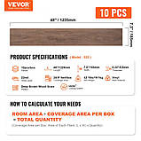 Вінілова плитка для підлоги VEVOR 1220x185 мм, 10 шт., товщиною 5,5 мм, темно-коричневого кольору деревини., фото 7
