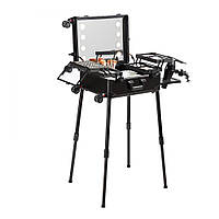 Футляр для макіяжу VEVOR з замком, дзеркалом з підсвічуванням, 4 відділеннями для зберігання, тримачем для