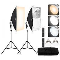 Набір софтбоксу для фотостудії VEVOR 50x70см 45W 3000-6500K LED лампочки для зйомки 323120