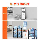 VEVOR Стелаж для пляшок з водою Тримач для глеків для води 3 яруси дворядні 6 пляшок чорний 302812, фото 3