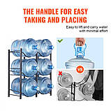 VEVOR Стелаж для пляшок з водою Тримач для глеків для води 3 яруси дворядні 6 пляшок чорний 302812, фото 6