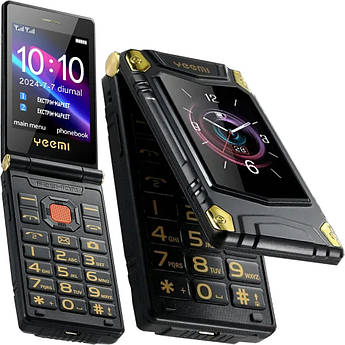 Телефон-розкладачка YeeMI M7+ 4G, Велика батарея 6800mAh, Крупний шрифт, FM, SOS, Великий дисплей 3"