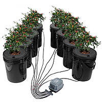 Система гідропонічного вирощування VEVOR DWC Глибоководна культура 20 л 8 відер з повітряним насосом 305429