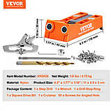 VEVOR 50 шт Набір для свердління кишенькових отворів Подвійне кишенькове свердло з квадратним свердлом,, фото 7