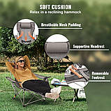 VEVOR шезлонг кемпінг крісло сад крісло пляж лежак розкладний 150кг сірий 323377, фото 4