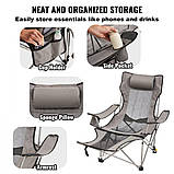 VEVOR шезлонг кемпінг крісло сад крісло пляж лежак розкладний 150кг сірий 323377, фото 6