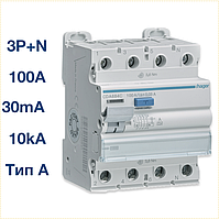 CDA684C Hager - ПЗВ (УЗО) 4P 100A 30mA тип A 10kA