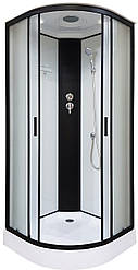 Душовий гідробокс Sunways 90х90х210 см без гідромасажу з низьким піддоном матове скло чорний профіль