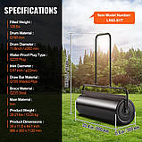 Коток для газону VEVOR 990x300x1120мм ручний залізний і садовий Q235 польовий 61L з одним входом для води, фото 7